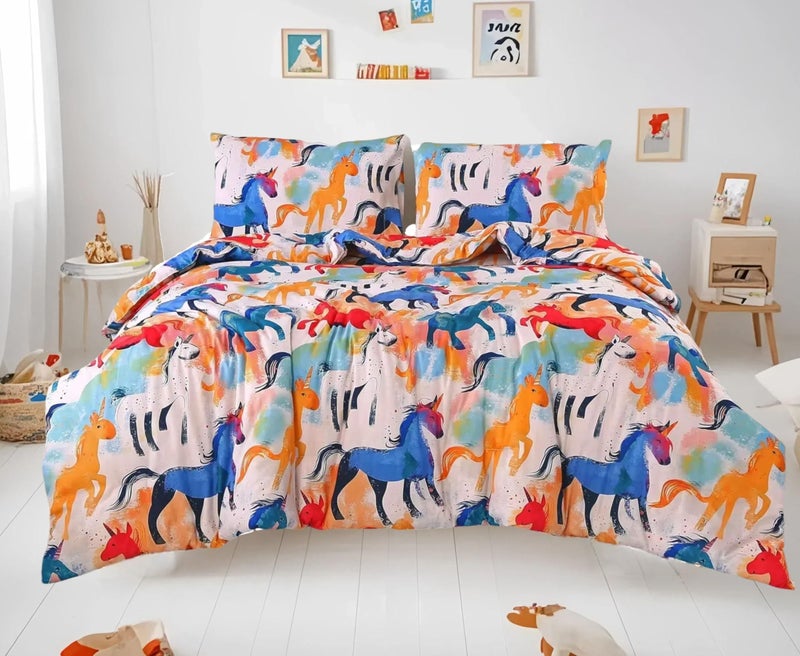 sdy 3pcs يونيكورن المعزي مجموعة الملكة، لطيف الملكة المعزي مجموعة الأميرة قوس قزح يونيكورن، kawaii الفتيات الصغيرات الفراش الأولاد والأطفال كل موسم يشمل 1 المعزي و 2 أكياس وسادة - Image 1